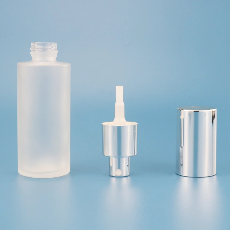 black skincare cosmetic glass bottle set with pump lotion cap