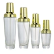 black skincare cosmetic glass bottle set with pump lotion cap