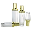black skincare cosmetic glass bottle set with pump lotion cap