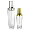 black skincare cosmetic glass bottle set with pump lotion cap