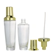 black skincare cosmetic glass bottle set with pump lotion cap