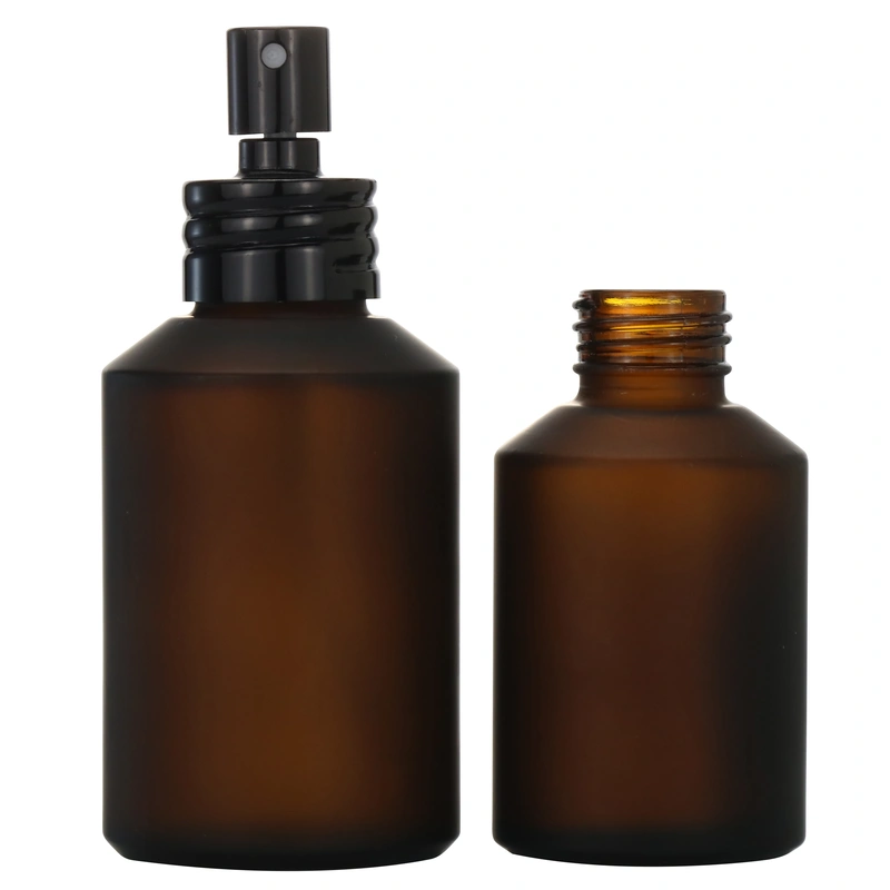 black skincare cosmetic glass dropper bottle with black cap