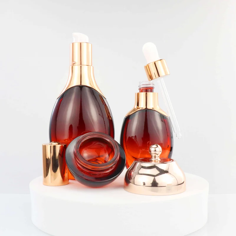  Frosted Cosmetic Packaging Glass Cosmetic Lotion Pump Bottles