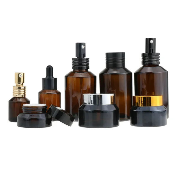  Empty Frosted Cosmetic Packaging Glass Cosmetic Lotion Pump Bottles