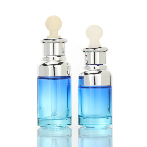 Purple Empty push head essential oil glass dropper Bottle for Skincare