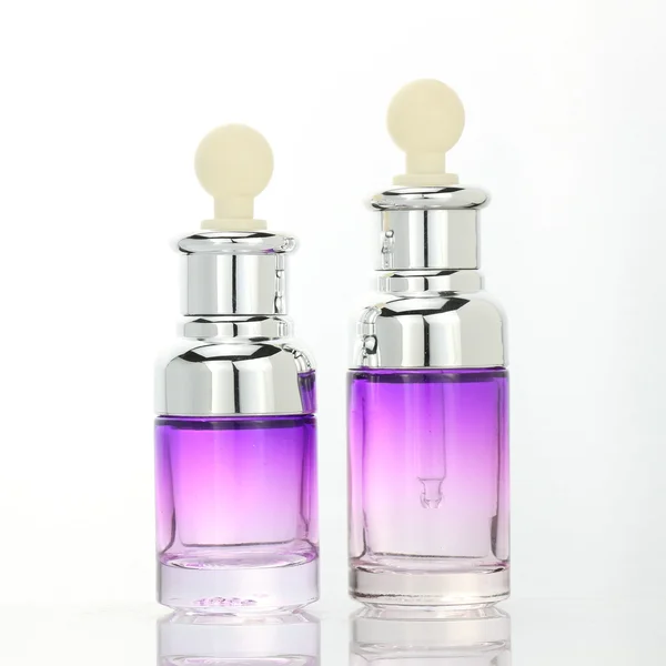 Purple Empty push head essential oil glass dropper Bottle for Skincare