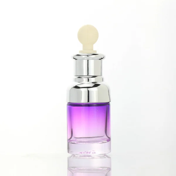 Purple Empty push head essential oil glass dropper Bottle for Skincare
