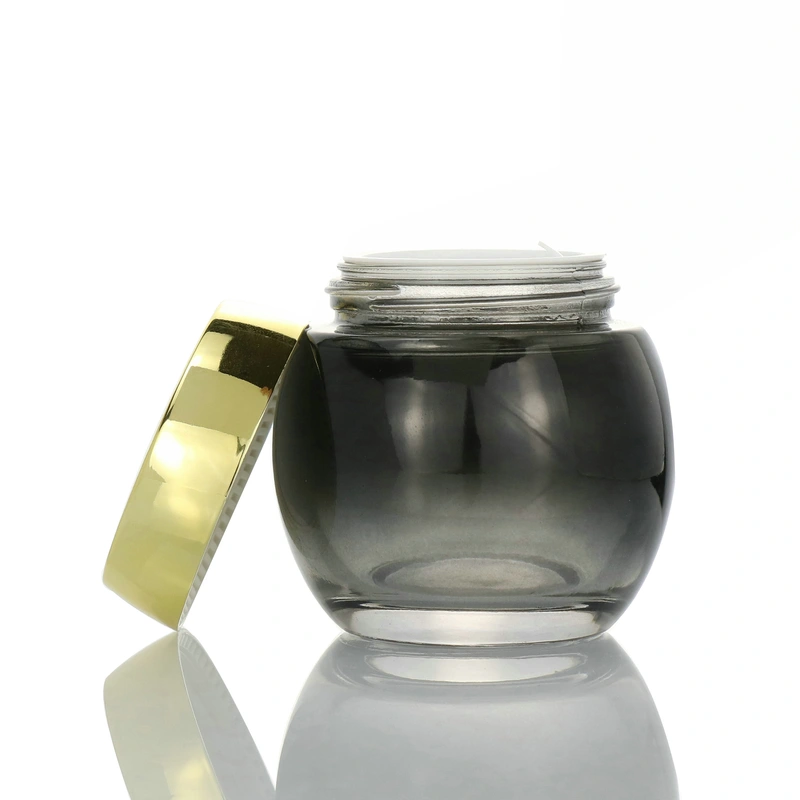Factory Customized Cosmetic frosted glass cream jars with lid