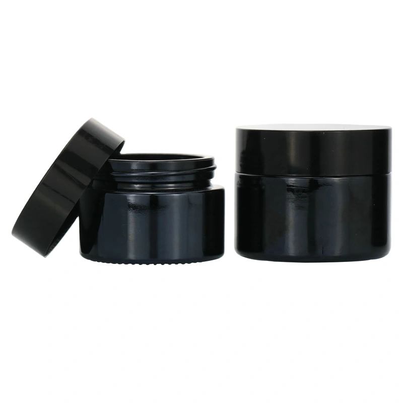 Amber shoulder glass cream jar cosmetic packaging container with lid