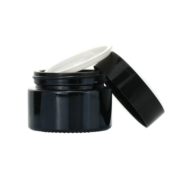 Amber shoulder glass cream jar cosmetic packaging container with lid