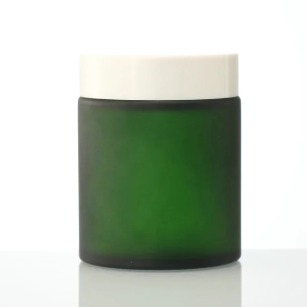 100g Cream Jar Clear Matte Green Glass Face Cream Jar with black Lid