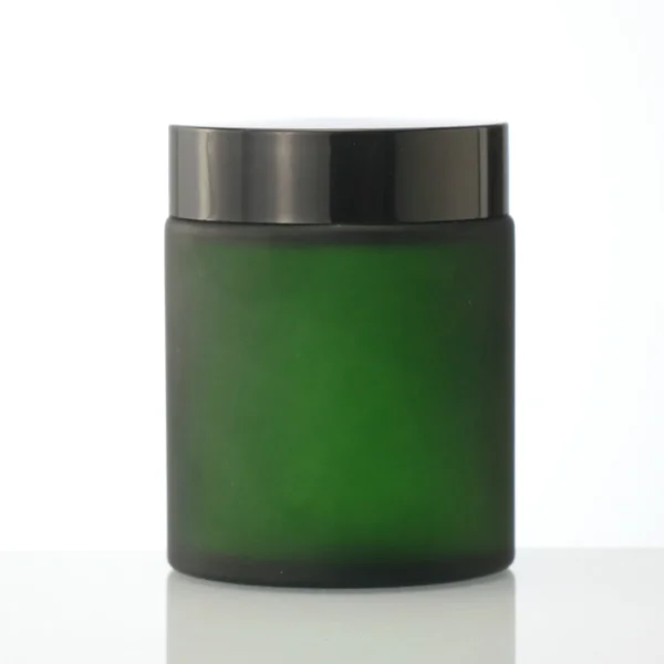 100g Cream Jar Clear Matte Green Glass Face Cream Jar with black Lid