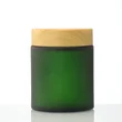 100g Cream Jar Clear Matte Green Glass Face Cream Jar with black Lid