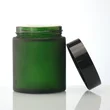 100g Cream Jar Clear Matte Green Glass Face Cream Jar with black Lid
