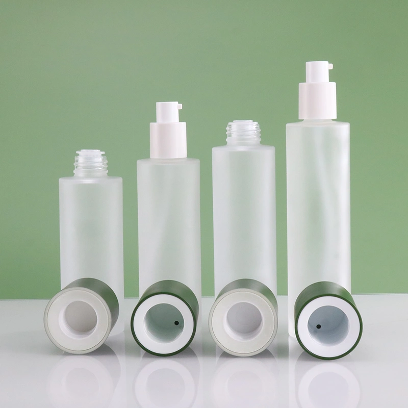 Cosmetic Container Glass skincare Lotion Bottle with bamboo lid