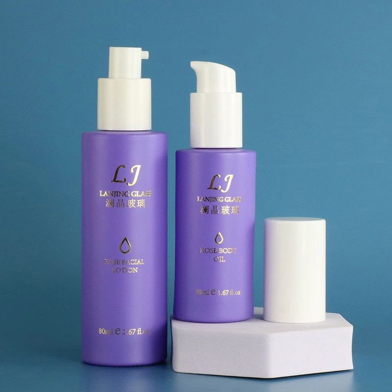 Unique custom cosmetic glass pump cream lotion glass bottle