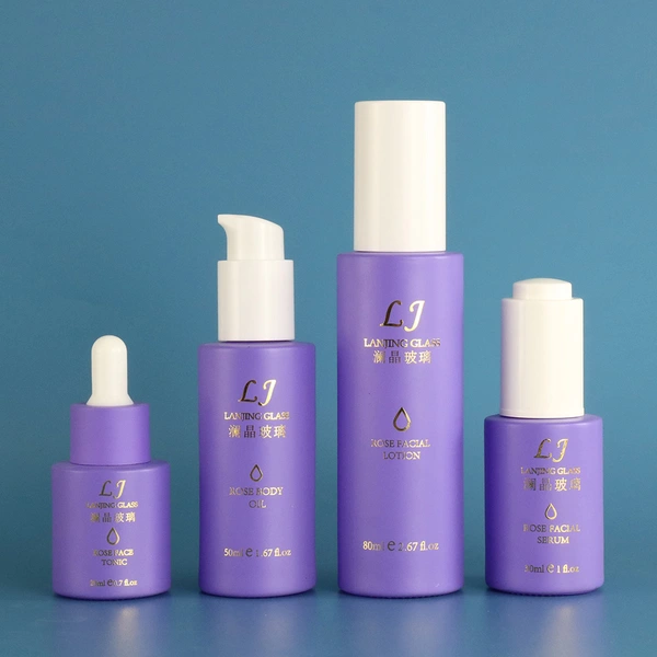 Unique custom cosmetic glass pump cream lotion glass bottle