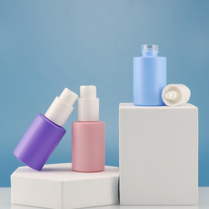 Cosmetic Lotion Cream Pink Skincare Packing Set Glass Bottle