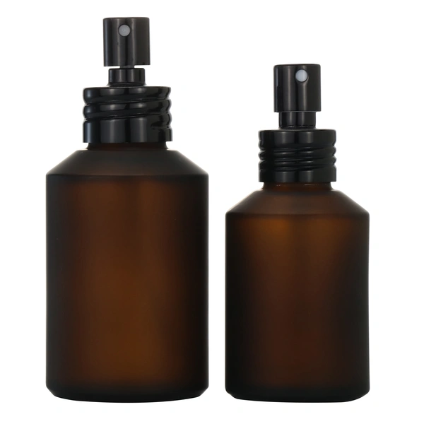 Frosted Glass Body Spray Bottles with Bamboo Pump Spray