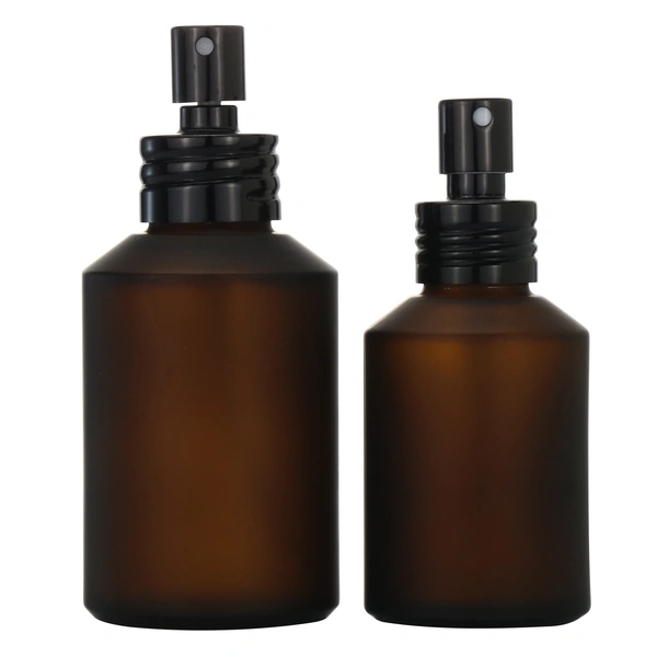 Frosted Glass Body Spray Bottles with Bamboo Pump Spray