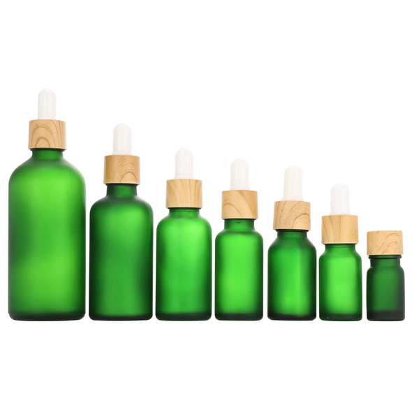 cosmetic oil serum white glass bottle with bamboo dropper cap