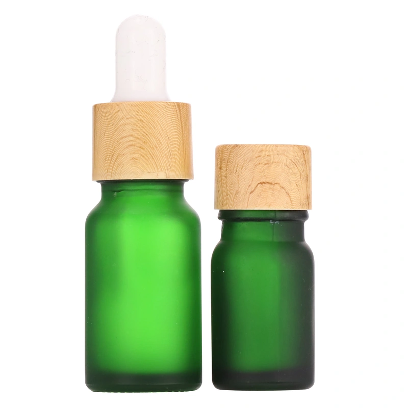 cosmetic oil serum white glass bottle with bamboo dropper cap