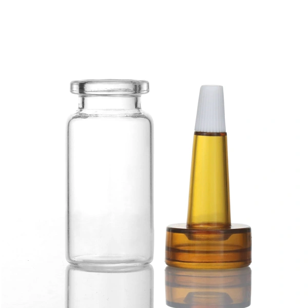 Clear Glass10ml Injectable Vials With Rubber Stopper Flip Off Cap