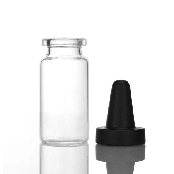 Clear Glass10ml Injectable Vials With Rubber Stopper Flip Off Cap