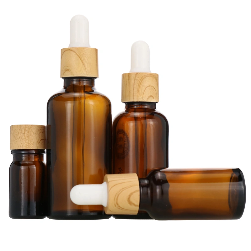 100ml Brown Skincare Serum Essential Oil Bottle with Bamboo Caps