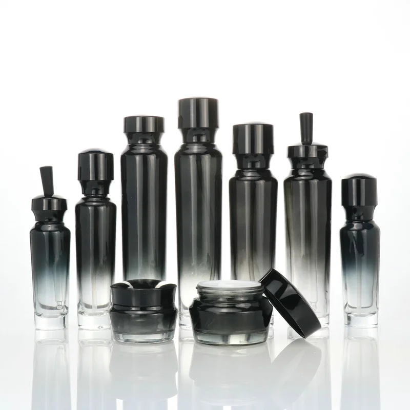 skincare glass pump bottle and glass jar for cosmetic packaging 4oz