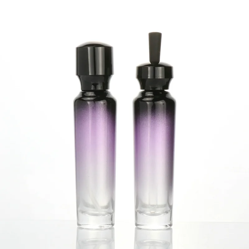 red glass pump bottle 50ml 30ml 15ml  for cosmetic packaging set