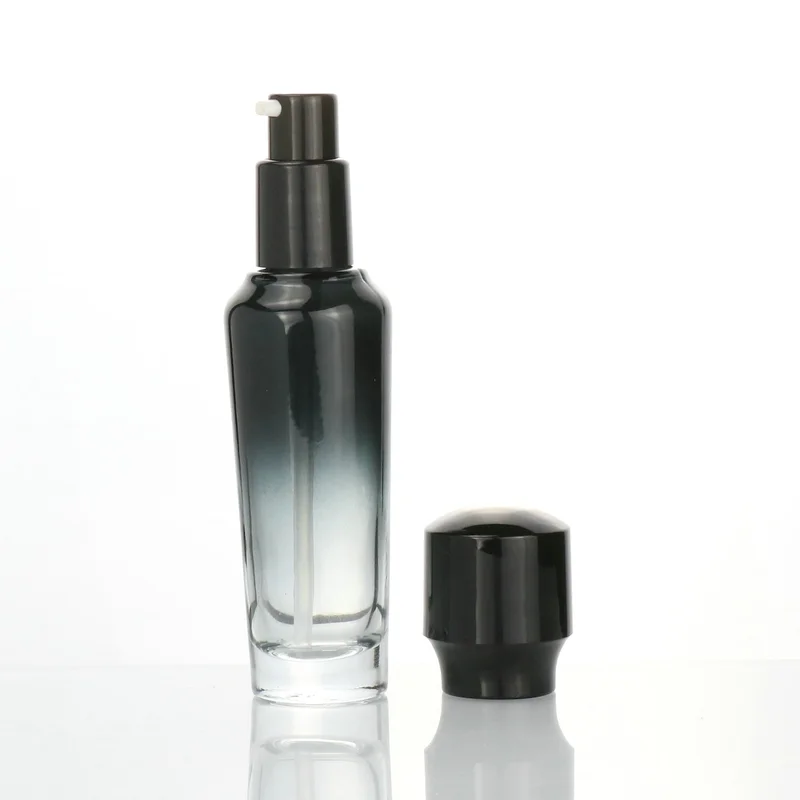  custom 30ml 50ml 100ml  glass pump bottle for cosmetic packaging set