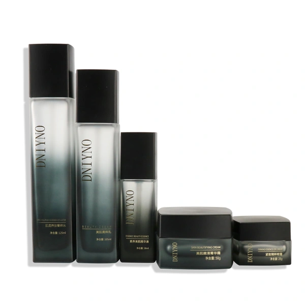 black clear amber glass cream jar with gold black sliver aluminium Cap