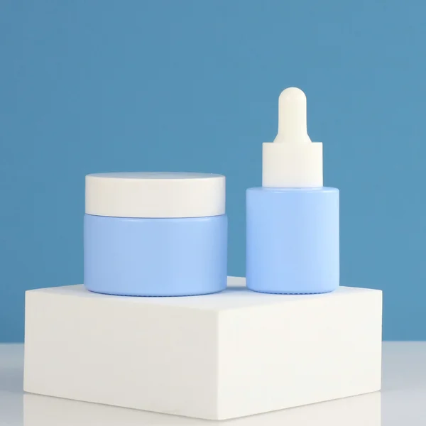 Empty Frosted Amber Clear Cosmetic Cream Glass Jar