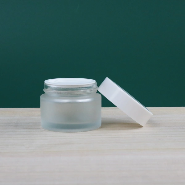 2 oz 4 oz  4 oz green amber frosted fancy glass cosmetic cream jar