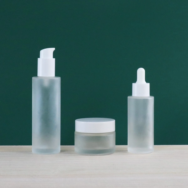 2 oz 4 oz  4 oz green amber frosted fancy glass cosmetic cream jar