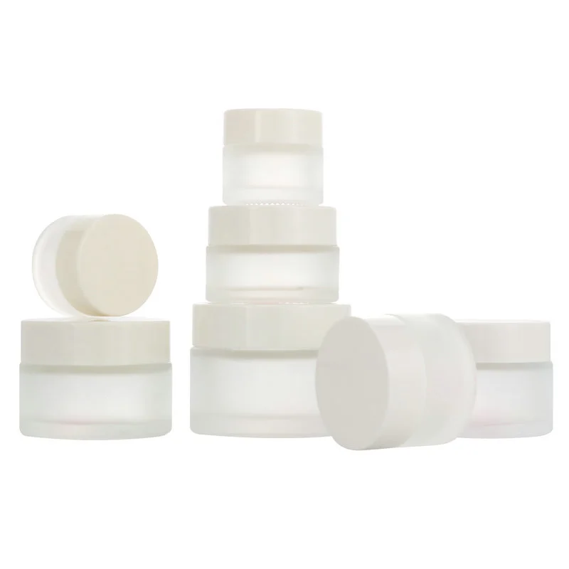 100ml clear frosted empty glass cosmetic cream jar with bamboo lid