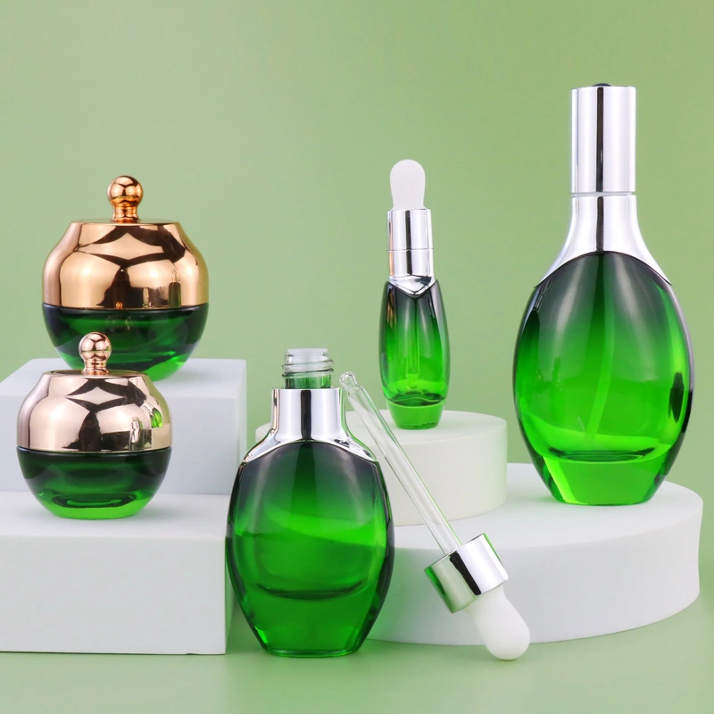 White Black Green Glass Cream jar with Bamboo Plastic Lids