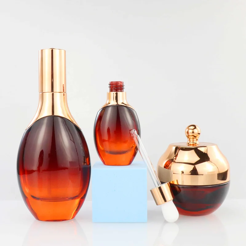 50ml luxury custom round frosted glass cosmetic packaging