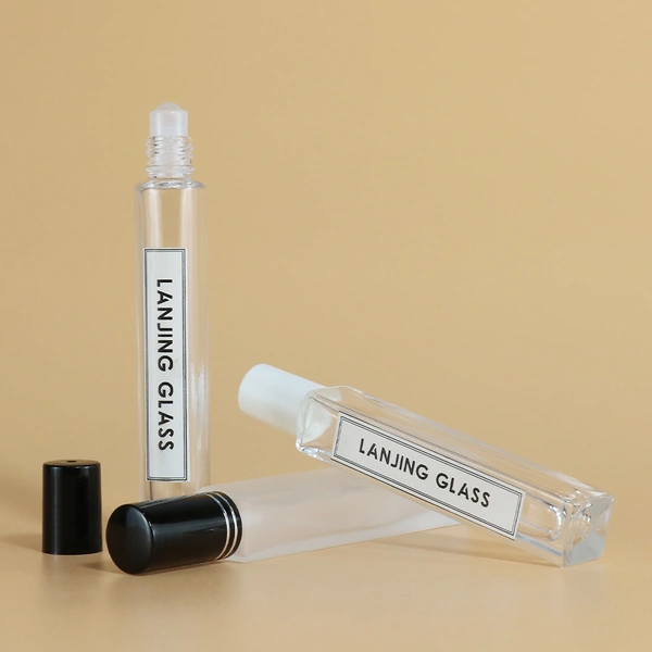 Cosmetic roll on bottle luxury package oil custom glass serum bottle 