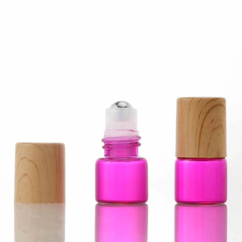 essential oil glass roll on bottle with aluminum cap and steel roller 