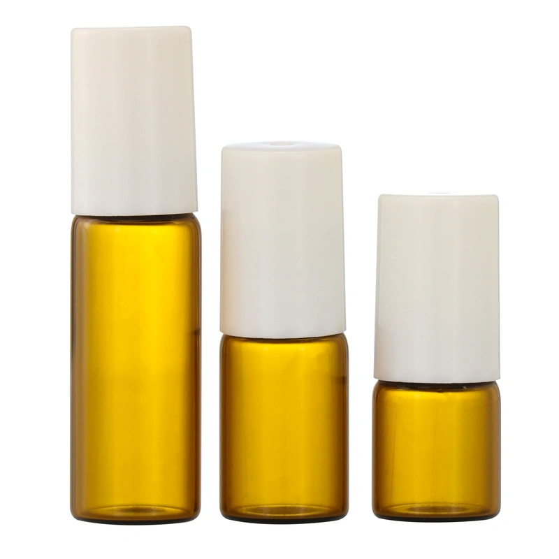 essential oil clear 10ml bamboo roller roll on glass bottle