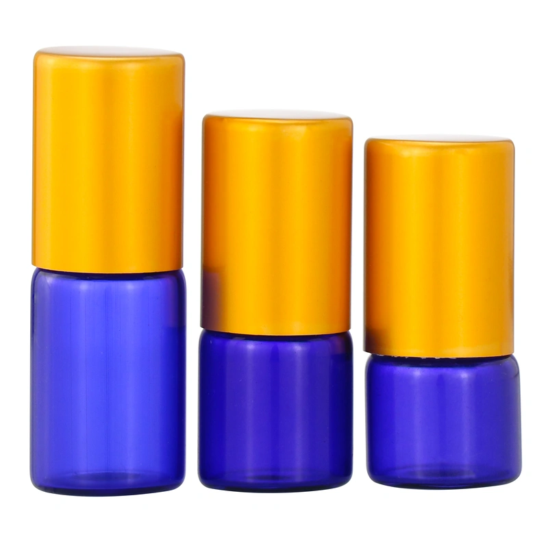 10ml bamboo roller roll on glass bottle with metal ball lid for oils