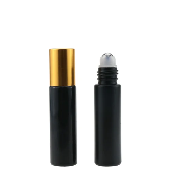 10ml matte black glass roll on bottle with stainless steel roller ball