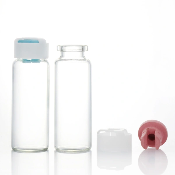 Transparent Tubular Injectable Glass Vials with colored rubber stopper