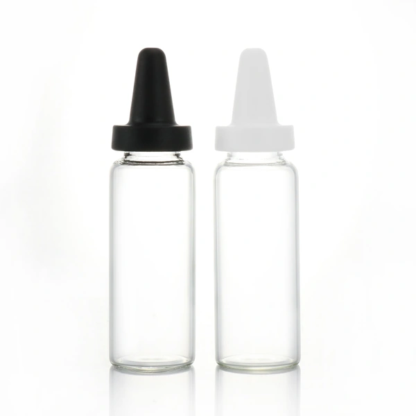 Transparent Tubular Injectable Glass Vials with colored rubber stopper