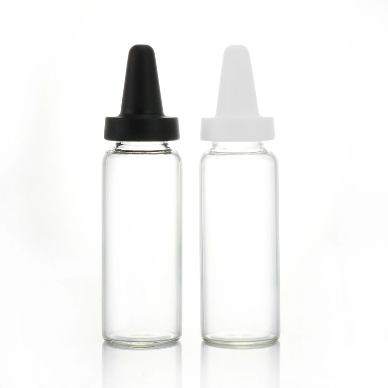 Transparent Tubular Injectable Glass Vials with colored rubber stopper