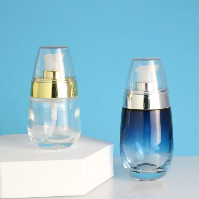 New desgin custom glass foundation liquid pump bottle 30ml 