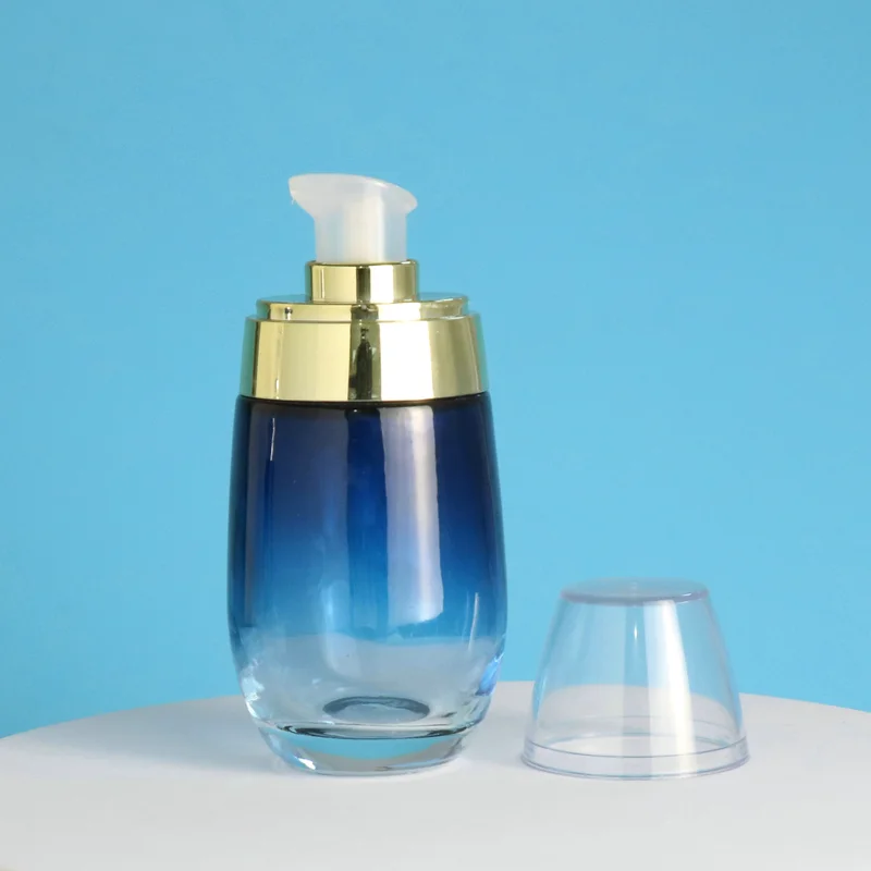 30ml 50ml glass pump bottle and glass jar for cosmetic packaging set
