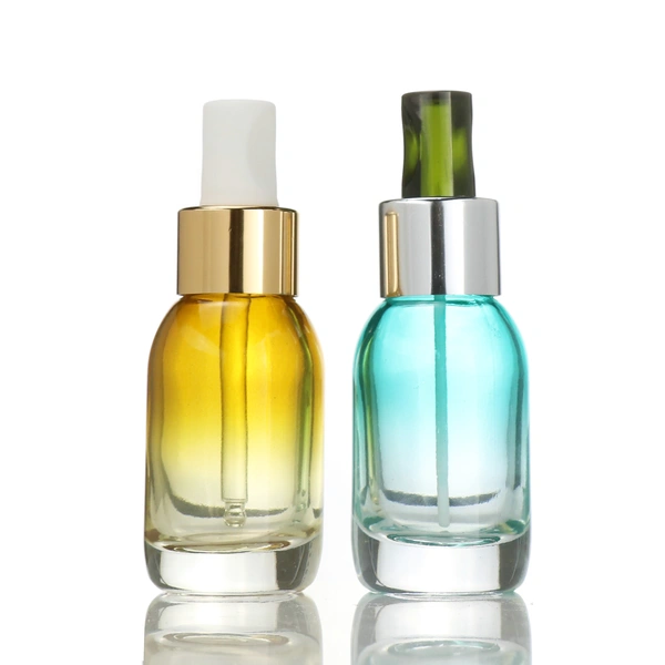 Glass cosmetic serum Glass bottles essential oil bottle with pump